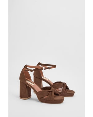 Faith: Amara Faux Suede Open Toe High Block Heeled Sandals