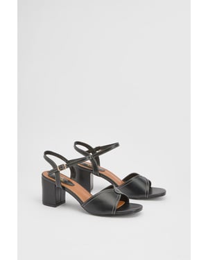 Good For The Sole: Keely Block Heel Faux Leather Ankle Strap Sandals
