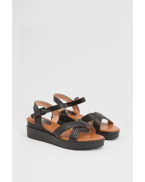 Good For The Sole: Millie Flexisole Faux Leather Cross Strap Platform Sandals