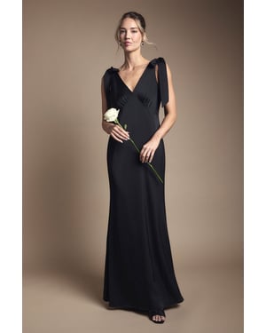 Coast Honoured Satin Back Crepe V Neck Tie Shoulder Maxi Bridesmaid Dress