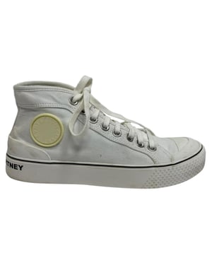Stella Mccartney Logo Accent High-Top Sneakers in White Canvas
