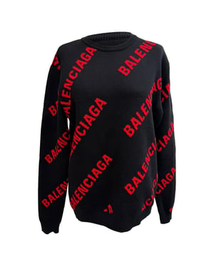 Balenciaga Allover Logo Sweater in Zwarte Katoen
