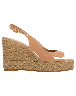 Stuart Weitzman Island Slingback Espadrille Sandals In Beige Patent Leather