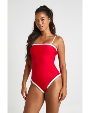 Tummy Control Contrast Square Neck Swimsuit