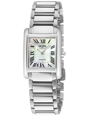 Gevril Women's Regina Swiss Watch, White MOP Dial, 316L SS Case, 316L Stainless Steel Bracelet.