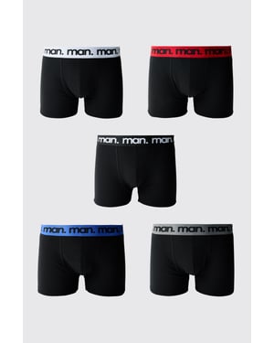 5 Pack Black With Multi Waistband Man. Boxers