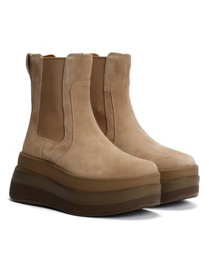 FitFlop F-Mode Suède Dames Beige Laarzen