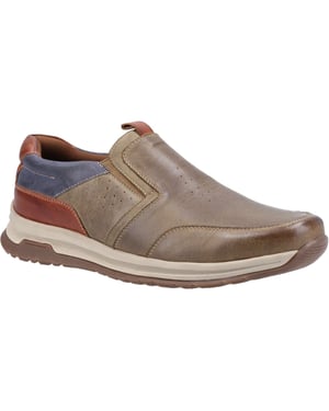 Hush Puppies Cole Läder Herrskor I En Blandning Av Khaki/Marinblå/Beige Läder