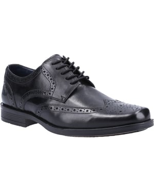 Hush Puppies Brace Brogue Herrskor I Svart Läder Med Brogue-Detaljer