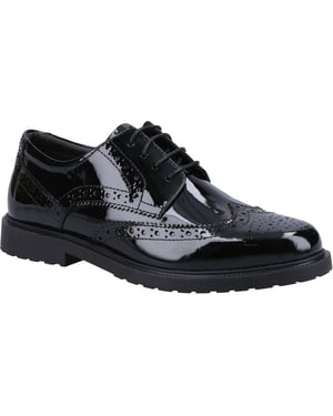 Hush Puppies Verity Läder Dams Patent Svarta Brogues Skor