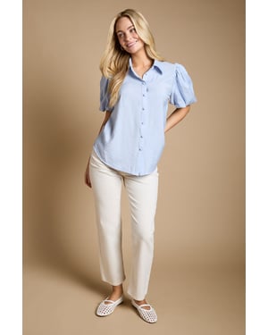Puff Sleeve Collared Shirt