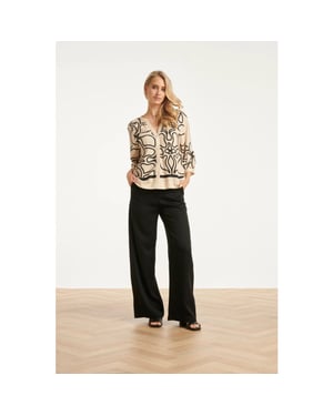 Smashed Lemon Soepel dames pantalon met wijde pijpen |