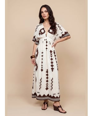 Pattern Angel Sleeve Maxi Dress