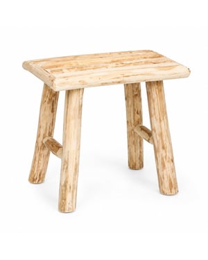 WDMT Houten krukje 34x23x31 cm – natuurhout bijzettafel – compact krukje –