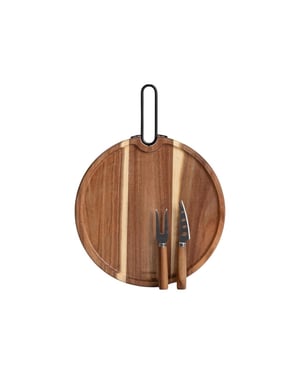 Casa di Elturo Acacia kaasplank livaro xl 40,5 cm met handvat & 2 kaasmessen – luxe
