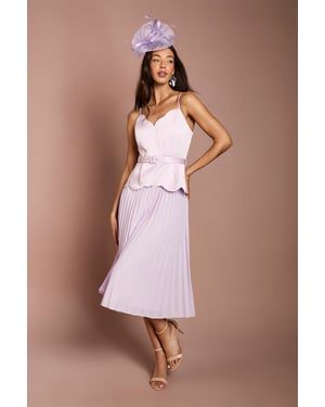 Scallop Detail Pleated Midi Dress