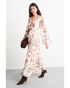 Chiffon Bohemian Button Through Floral Maxi Dress