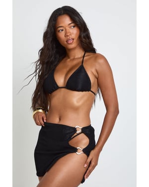 Triangle Bikini Set with Gold Trim Skirt