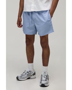 Relaxed Mid Length Micro Check Short