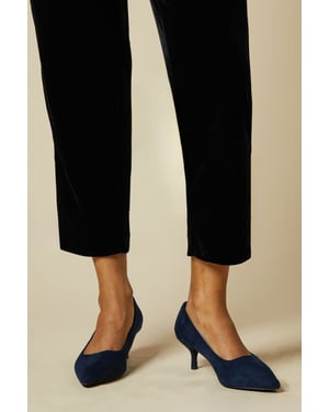 Wide Fit Dove Faux Suede  Kitten Heel Court Shoes