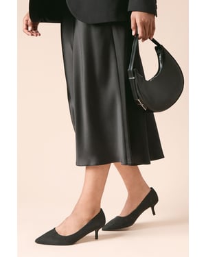 Dove Faux Suede  Kitten Heel Court Shoes