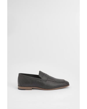 Chocolate Woven Penny Loafers