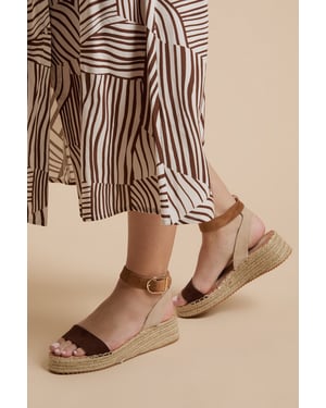 Riva Woven Textile Strap Medium Espadrille Wedge Sandals