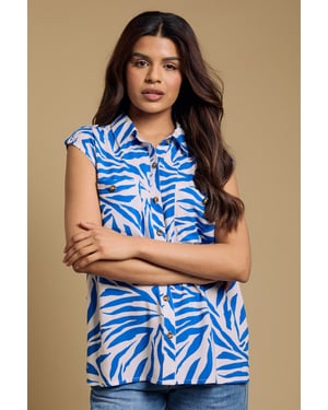 Petite Pocket Detail Button Up Utility Blouse