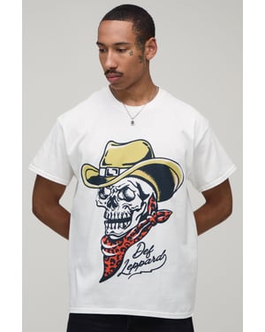 Oversized Def Leppard Skull License Print T-shirt