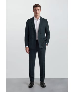 Dark Green Slim Fit Suit Trousers