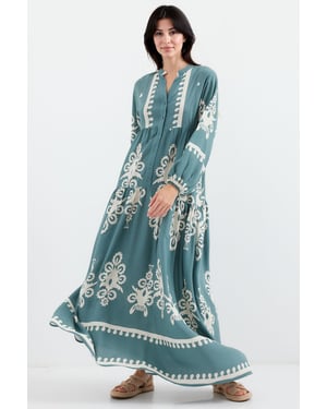 Geprinte V-hals Maxi-jurk