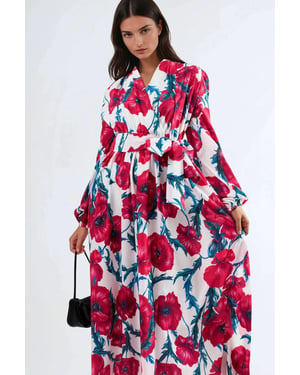 Bloemige Maxi-jurk met Strikfront