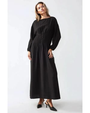 langen mouwen crew neck maxi jurk
