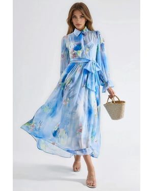 Abstract Patroon Maxi Shirtjurk met Riem