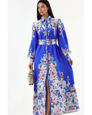 Bloemen Maxi-jurk met Knopenluiting