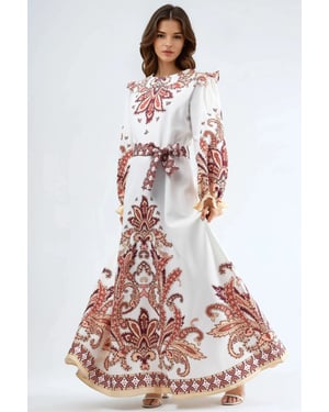 Paisley Print Maxi Jurk met Strikdetail