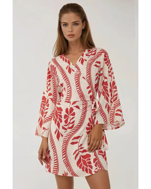 Bloemen V-hals Mini Jurk