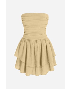 Strapless Geweven Ruches Mini-jurk