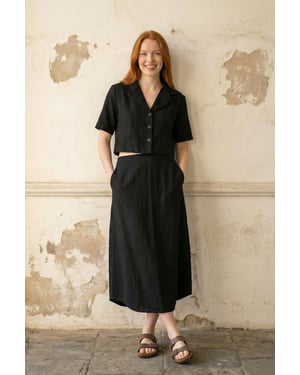 Crop Shirt & Midi Skirt Co-Ord Set