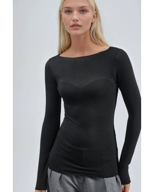 Boat Neck Long Sleeve Lightweight Blouse