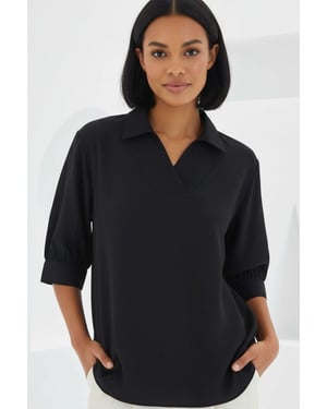 Polo Kraag Losse Fit Blouse