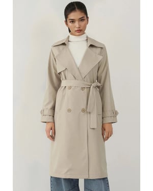Dubbelknäppt Lång Trenchcoat