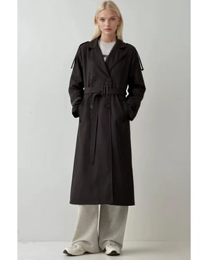 Dubbelknäppt Lång Trenchcoat