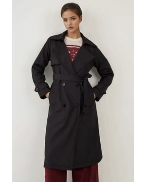Dubbelknäppt lång trenchcoat