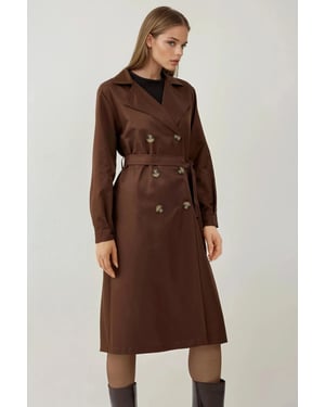Dubbelknäppt Lång Trenchcoat