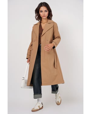 Dubbelknäppt Lång Trenchcoat