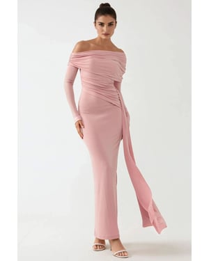 Asymmetrische Kraag Bodycon Maxi Jurk
