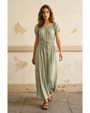 Maxi-jurk met Vierkante Hals en Strikdetail