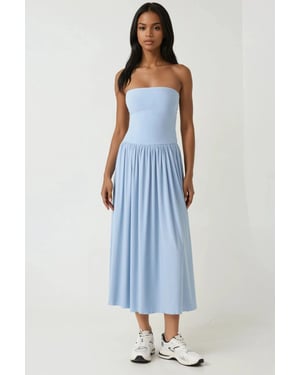 2-in-1 Midi Elastische Strapless Jurk/Rok