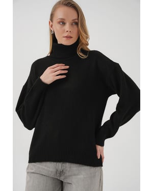 Oversized Ribbade Polokragströja